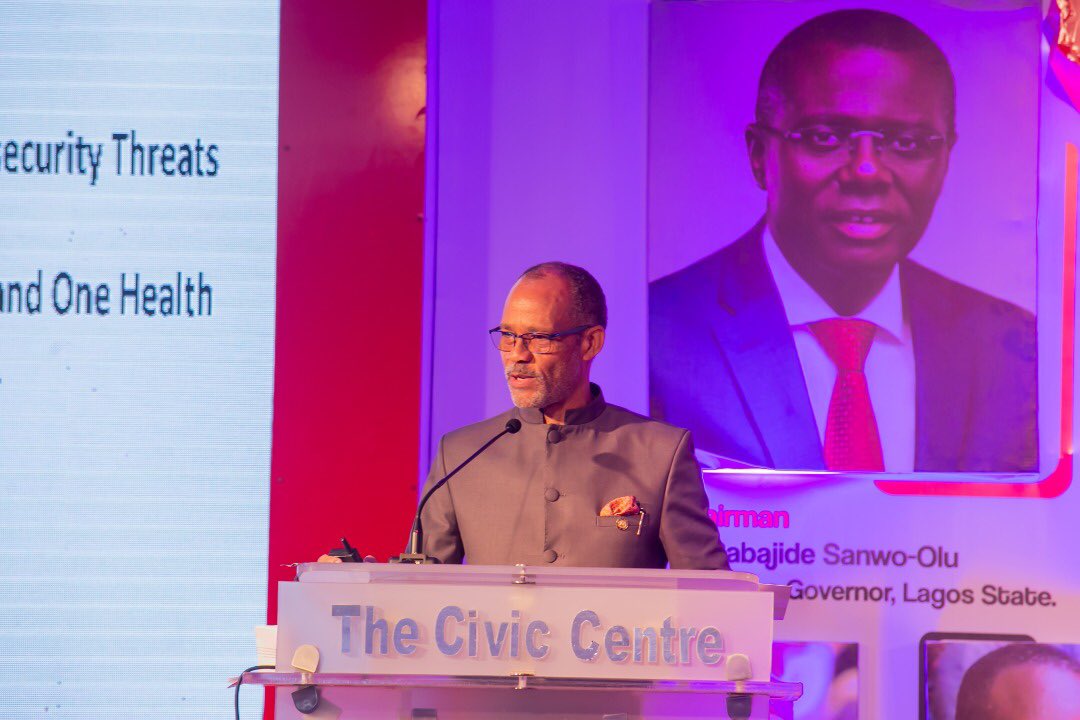 GETConsortium's tweet photo. 🔺The Lagos state Honorable Commissioner for Health, @ProfAkinAbayomi at the just concluded 7th African Conference on One Health and Biosecurity.
#climatechange #biosecurity #vaccines #genomics #health #africanconference #biggestbiosecurityconferenceinafrica #getconference2021 https://t.co/YZJzd4l1q4