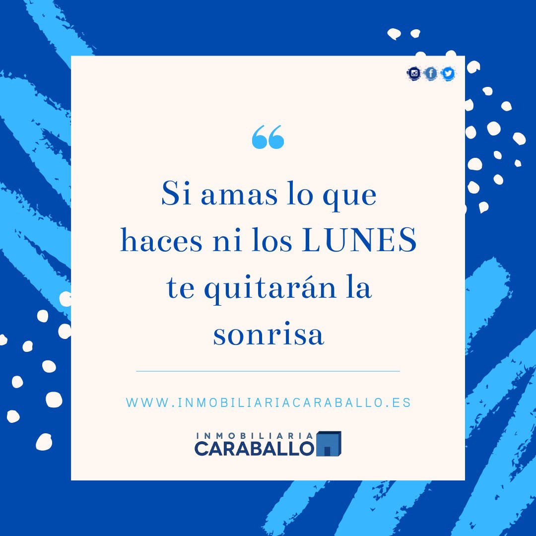 Si amas lo que haces, ni los #lunes te quitaran la sonrisa.
📍Avd. de las ciencias, 16. - 41020 - Sevilla

☎️ 955 048 522

🖥inmobiliariacaraballo.com

📧info@inmobiliariacaraballo.com

#inmobiliariacaraballo #vivienda #casa #piso #alquiler #sevillaeste