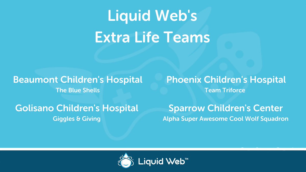 LiquidWeb's tweet image. We have 4 @Extralife4kids teams gaming to raise money for their chosen children&apos;s hospital on November 20th! lqwb.us/3wo2jld

#EXTRALIFE #KidsCantWait #LiquidWebFun