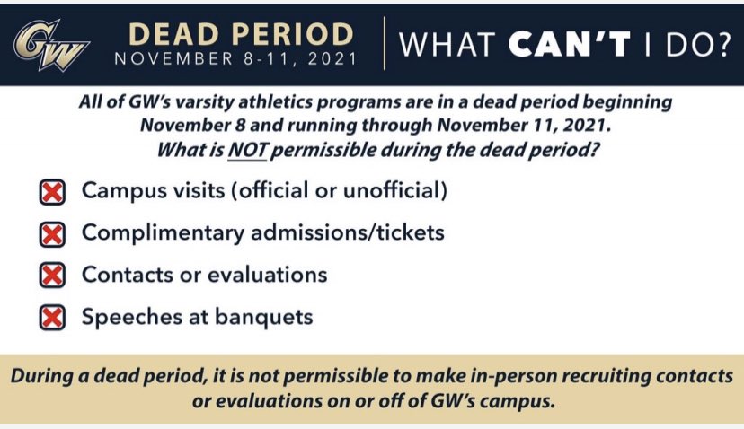 GWCompliance's tweet photo. Just some reminders on the DONTโS during a dead period! #RulesRule https://t.co/4EGK3HfcXU