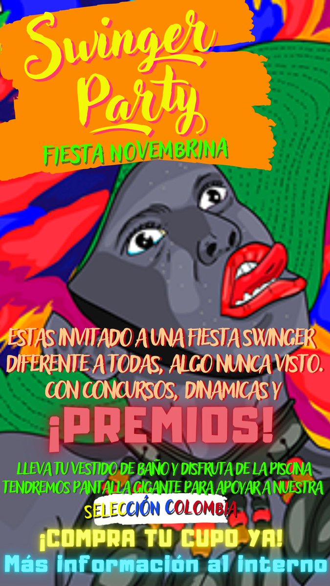 EclipseclubSw's tweet photo. Anímate,piscina,asado,naturaleza, vestidos de baños,partido de la selección colombia vs Brasil,festas novembrinas NO TE LO PIERDAS TE ESPERAMOS MAS INFIRMACION POR INTERNO.
#swingerencartagena
#clubswingerencartagena
#fiestaswinger #cartagenaswinger
#eclipseclubswinger https://t.co/yrpRChmX88