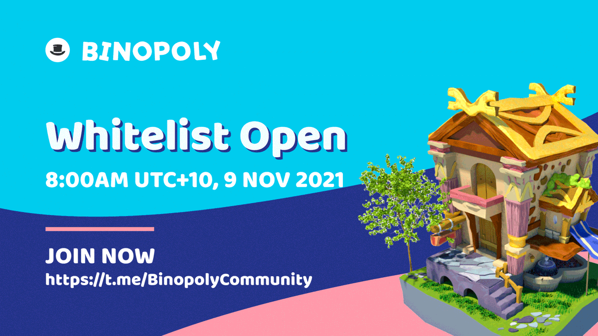 📢Our whitelist application form are open now:
gleam.io/rsWkN/binopoly…

More detail about how to join the whitelist please check:
medium.com/@binopolyoffic…
#BSC #GameFi #NFT #Whitelist