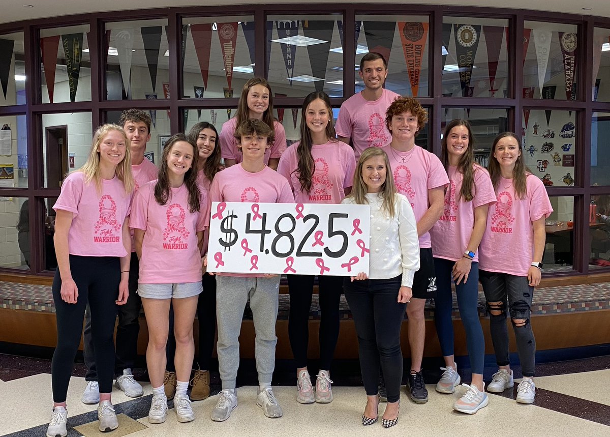LebanonHSSoccer's tweet photo. Fall Sports~Volleyball, Cheerleading, Boys and Girls Soccer, Girls Tennis, and Football made a large donation to the Pink Ribbon Girls today. Thanks to everyone that bought shirts and thank you @BethanieLamb for organizing!! https://t.co/Zej6ro13sB