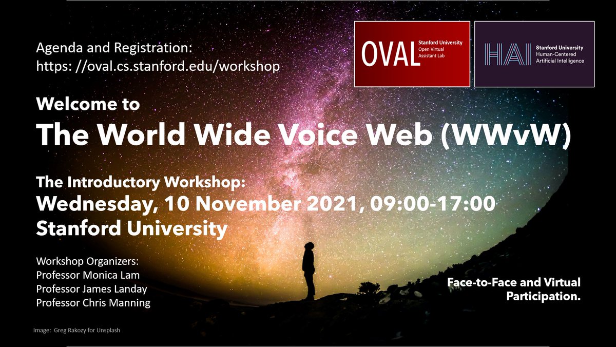 This Wednesday, @StanfordOVAL hosts a workshop featuring the first 'browser' to the World Wide Voice Web. Speakers include @Yahoo co-founder Jerry Yang, Microsoft’s Xuedong Huang, and more. Register here: stanford.io/304pXqK