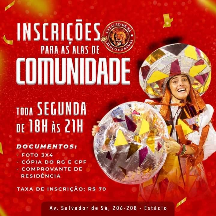 _frances_bean's tweet image. Amigos Rubro negros: no próximo ano a @gresestacio vai reeditar o Samba de 95 em homenagem ao nosso Mengão e abriu inscrições aos interessados em desfilar nas Alas da comunidade! Ensaios às 2ªs feiras! 🦁🔴⚫ #VestiuRubroNegro #Nãotempraninguém #BerçodoSamba