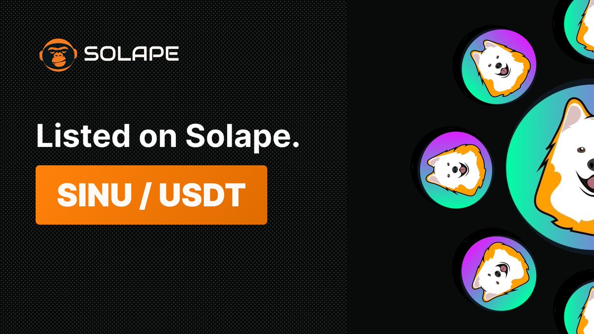 SolApeDEX's tweet photo. 🚨 New Market Alert! 🚨

We’ve just added $SINU / $USDT to SolApe DEX!

Welcome to the jungle @sol_samoinu 🦍❤🐶

Ape here:
https://t.co/AEqWALqCuG https://t.co/t5gjcRMKSw