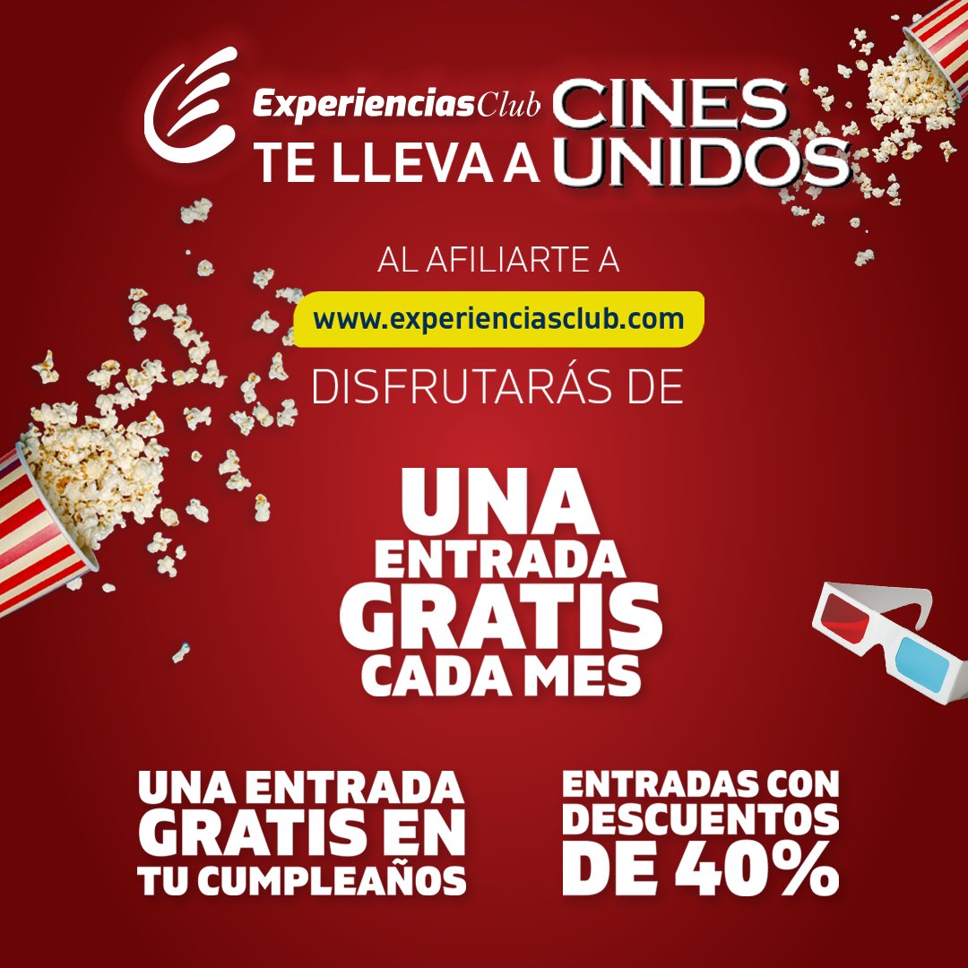 Siéntete como en Hollywood con #ExperienciasClub y Cines Unidos 🎬🍿 y descarga tus entradas YA 🎟 

Las entradas y combos desde $1.2

Relájate y disfruta la función con experienciasclub.com 🤩