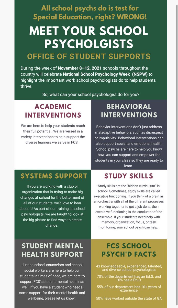 Happy National School Psychologists Week!! Special shout out to all my fellow FCS School Psychs who are doing this important job every day and helping students thrive in school! #SchoolPsychWeek #MyJobIsTheCoolest 🎉⭐️📚
