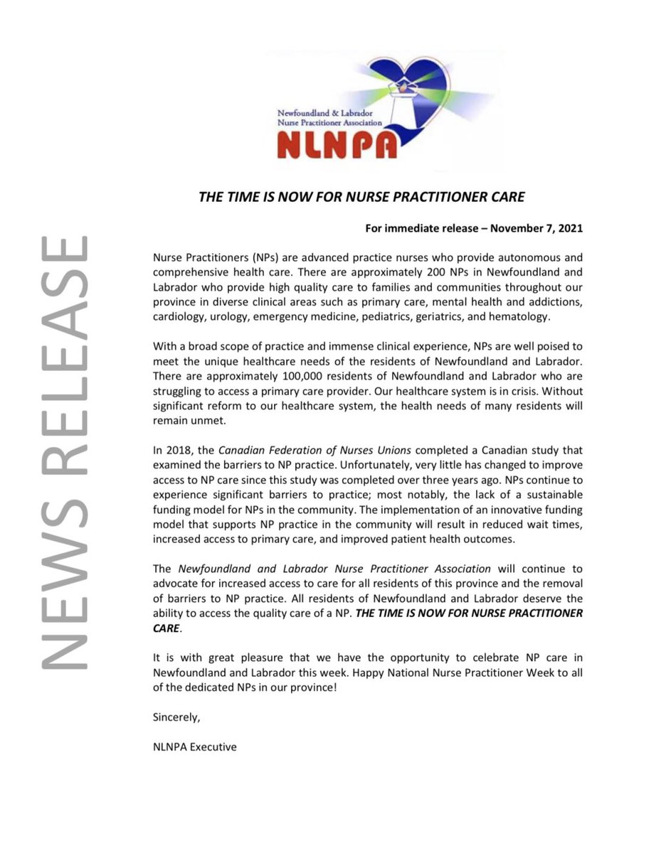 nlnpa's tweet photo. NEWS RELEASE - NP week 2021 https://t.co/X0Ej6ZF2wq