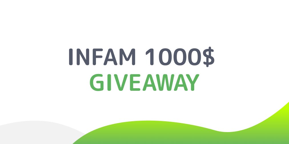 ❗️Giveaway❗️
INFAM Platform announces the start of our 1000$ GIVEAWAY! 
The conditions are simple: to complete all the tasks. 
We will randomly choose Seven winners to get great prizes!
bit.ly/3D4JMgA

Good luck, friends! Results will be on 17 November!

#Giveaway #INFAM