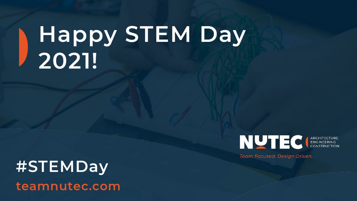 teamNUTEC's tweet photo. Happy #STEMDay 2021! Today we show our appreciation and promote those involved in the fields of #science, #technology, #engineering and #mathmatics.  Stay tuned to our social pages for a video where we ask what the "E" in #STEM means to one of our own accomplished engineers. https://t.co/Mlnseclwzz