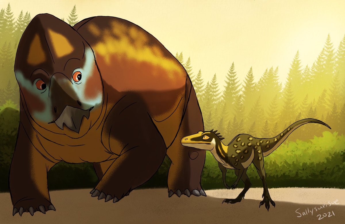 AardyV's tweet photo. Eoraptor and Ischigualastia (Dicynodont) are best buds of the Triassic period.
#eoraptor #dicynodont #triassicperiod #ischigualastia #Dinovember #paleoart https://t.co/yvhLFA9B94