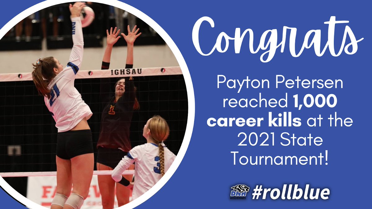 DNH_AD's tweet photo. DNH’s Payton Petersen went over 1,000 career kills at the state tournament this year!! Her performance helped the Wolverines win their second straight state title!!
#rollblue https://t.co/wIr2YCfuoe