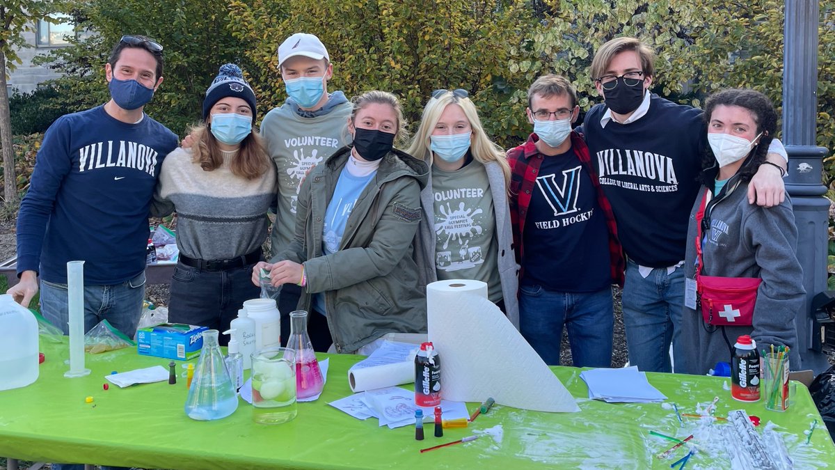 VillanovaChem's tweet photo. Villanova chemists and biochemists had fun doing demonstrations for the amazing athletes at the @VillanovaSpO Special Olympics last weekend! #novaspo https://t.co/xXWD5WzEwR