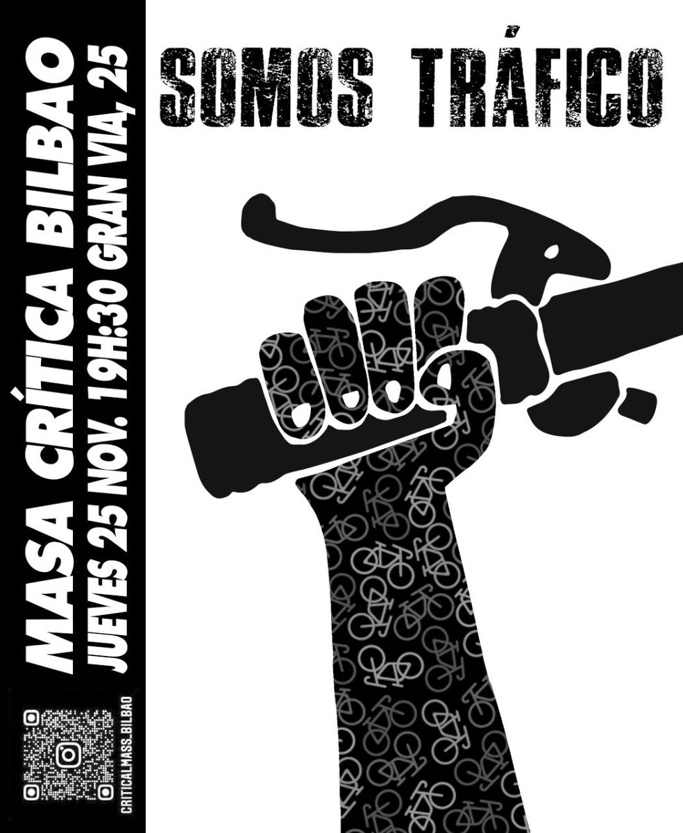 Bilboko masa Kritikoak kartel berria du. 
Ukanbila prest gaudelako bestelako hiri baten  alde borrokatzeko, trafiko barik eta ke barik. 
Hileko azken ostegunean 19:30etan Gran Vía kalean Diputazio parean zain zaitugu, bazatoz?? 
<a href="/ekologistak/">Ekologistak Martxan</a> 
<a href="/FFF_Bilbao/">Fridays For Future Bilbao</a> 
<a href="/HoriaSukar/">Sukar Horia</a> 
<a href="/AliantzaB/">Aliantza Bizkaia</a>