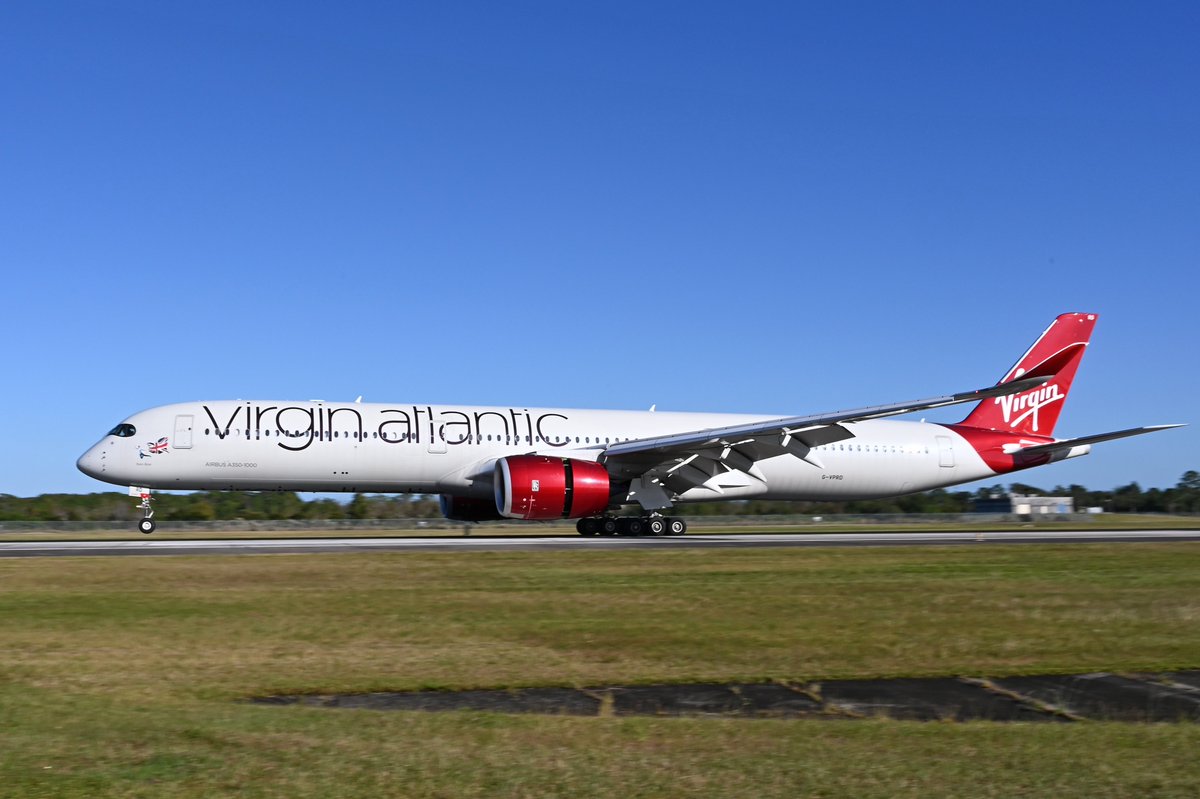 MCO's tweet photo. Today’s second touchdown was with Rain Bow, one of Virgin’s stylish A350-1000 planes, introducing their new route at MCO from @HeathrowAirport. 🛬 https://t.co/D3o3j2d8MJ