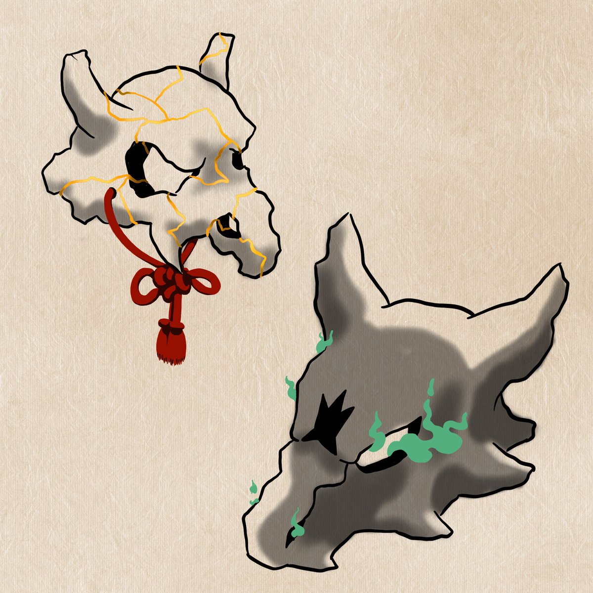 antonetattoo's tweet photo. Cubone Kintsugi &amp; Marowak mask flash https://t.co/rO963JNgtO