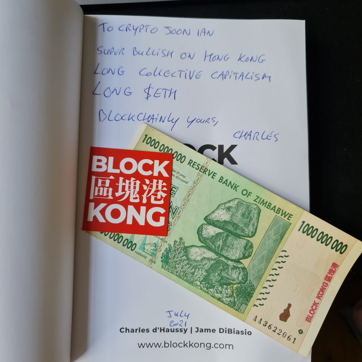 joonian's tweet photo. Wow I finally got @charlesdhaussy book… it wended its way through the global postal system from July! Congrats on #blockkong https://t.co/XhLyTP34r3