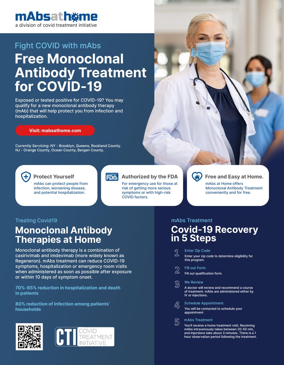 If you tested positive or have been exposed to #COVID19 you may be eligible to get #monoclonalantibodies treatment in the comfort of your home at no cost to you.

mabsathome.com

<a href="/rockhealth/">Rockland County DOH</a>, <a href="/nycHealthy/">nychealthy</a>, <a href="/wchealthdept/">Westchester County Health Department</a>, <a href="/OCGovNY/">Orange County Gov't</a>  <a href="/Regeneron/">Regeneron</a> <a href="/GSK/">GSK</a> <a href="/Survivor_Corps/">Survivor Corps</a>