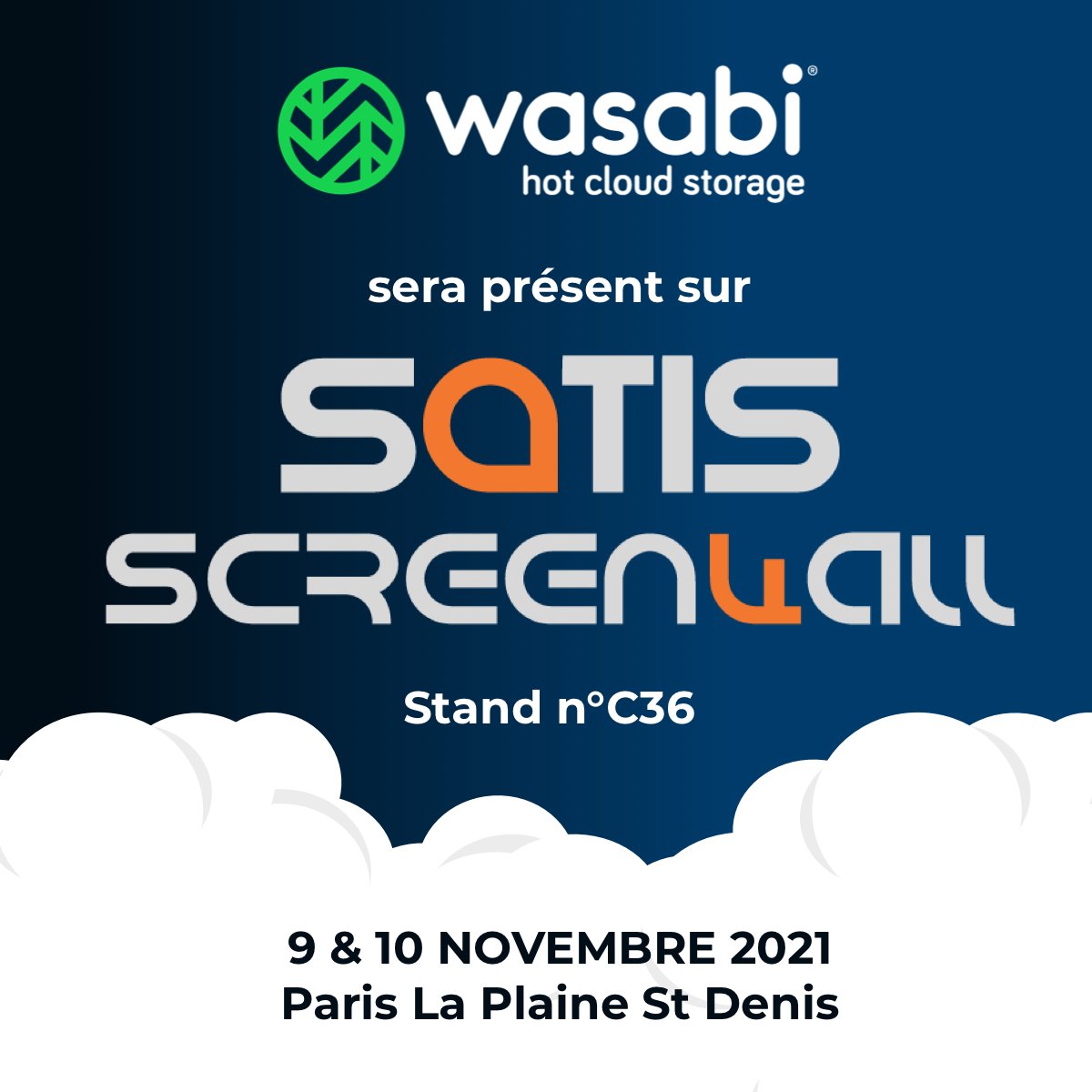 SandieJaidane's tweet photo. C'est demain ! Mardi 9 et mercredi 10 novembre, l'équipe de @Wasabi_CloudFR sera présente sur le salon #SATIS Paris aux côtés de notre partenaire Média @CTM_Solutions. Venez découvrir l'offre #CloudForMedia! 
@JosselinMILLEC1 @JosselinMILLEC2 @CzechRichard  @wasabi_cloud https://t.co/U4HwfH6ibl