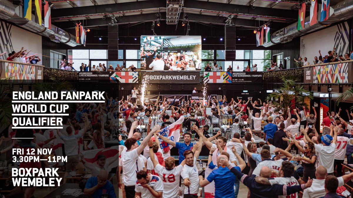 BoxparkWembley's tweet photo. COMPETITION: We have 2x tickets up for grabs for @England v Albania this Friday plus a £50 bar tab at our #FANPARK before the game!

To Enter: 
1️⃣ - LIKE &amp; RT this post 
2️⃣ - TAG a friend who you’d take 

Winner will be announced on Thursday!

GOOD LUCK!🤞 https://t.co/Ohz5h80oZB