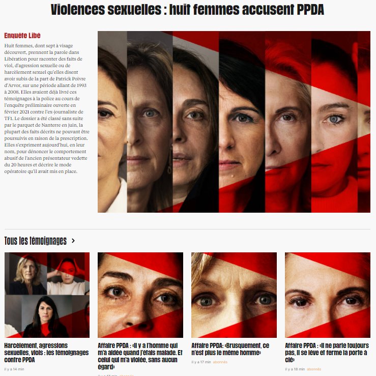 Lauren_Provost's tweet photo. "Uniquement de l'anonymat, toujours de l'anonymat", s'était plaint PPDA dans Quotidien. Elles l'ont pris au mot. 8 femmes l'accusent de viol, agression et harcèlement sexuel dans @libe. A visage découvert et en leur nom. https://t.co/Ohp3nhgBoq https://t.co/aqpsFrsfsK