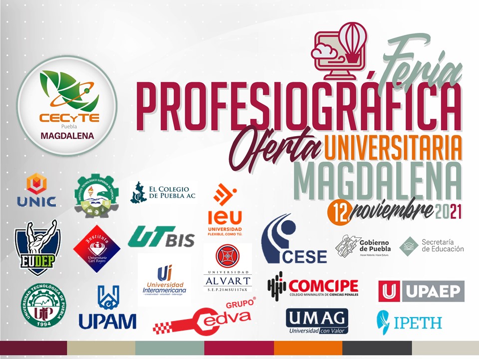 CECyTEMagdalena's tweet photo. #FeriaProfesiográfica
¿Comunidad estudiantil de 5to semestre aún no sabes que estudiar?
Estas son algunas de las universidades invitadas en nuestra próxima Feria Profesiográfica edición presencial 2021.
¡No te la puedes perder!
#SomosCECyTE
#CECyTEdeDiez https://t.co/l0TaR8XAk8