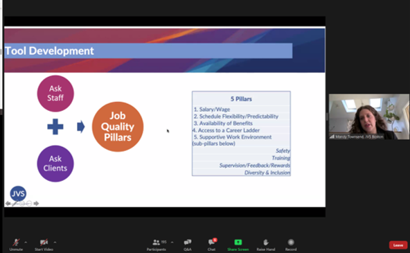 JVSBoston's tweet photo. "After identifying the job quality pillars through our surveying work and identifying questions posed to us by job seekers and employers alike, we created our Job Quality Benchmarking Index." - @JVSBoston VP of Employer Engagement Mandy Townsend
#jvseof #qualityjobs #wkdev https://t.co/HMwpPX2k9p