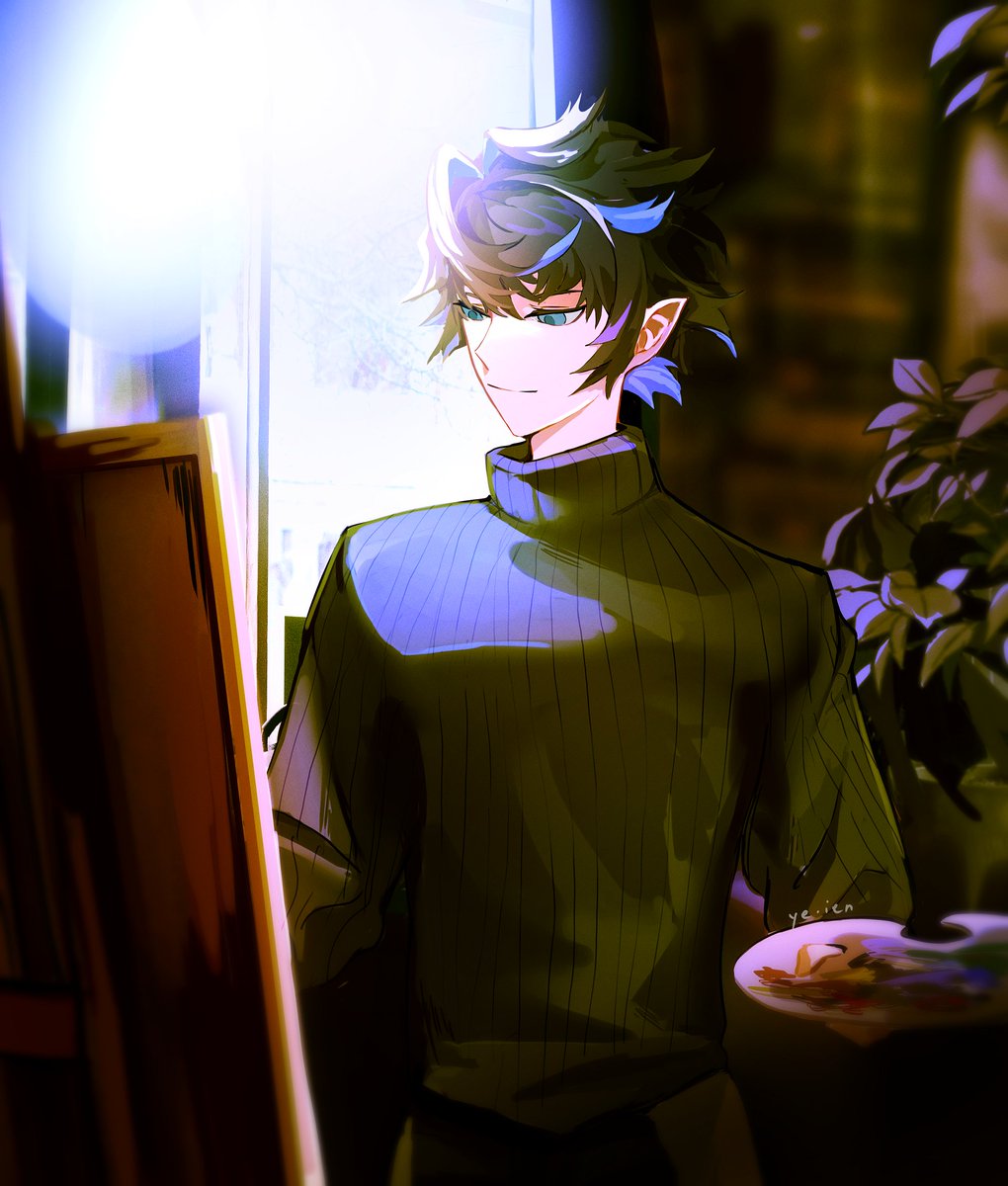 yeien0's tweet photo. Luke loves painting~
(also bonus with glasses because why not)
#AlchemyStars #白夜極光 #백야극광 https://t.co/zK44vAdNNe