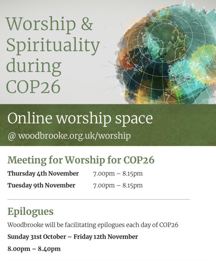 WoodbrookeUK's tweet photo. Join us at 8pm for an online epilogue (quiet space) to uphold the proceedings and people in Glasgow this evening and every evening until the end of COP26.
#quakersatcop #COP26 https://t.co/9JIznZRKle