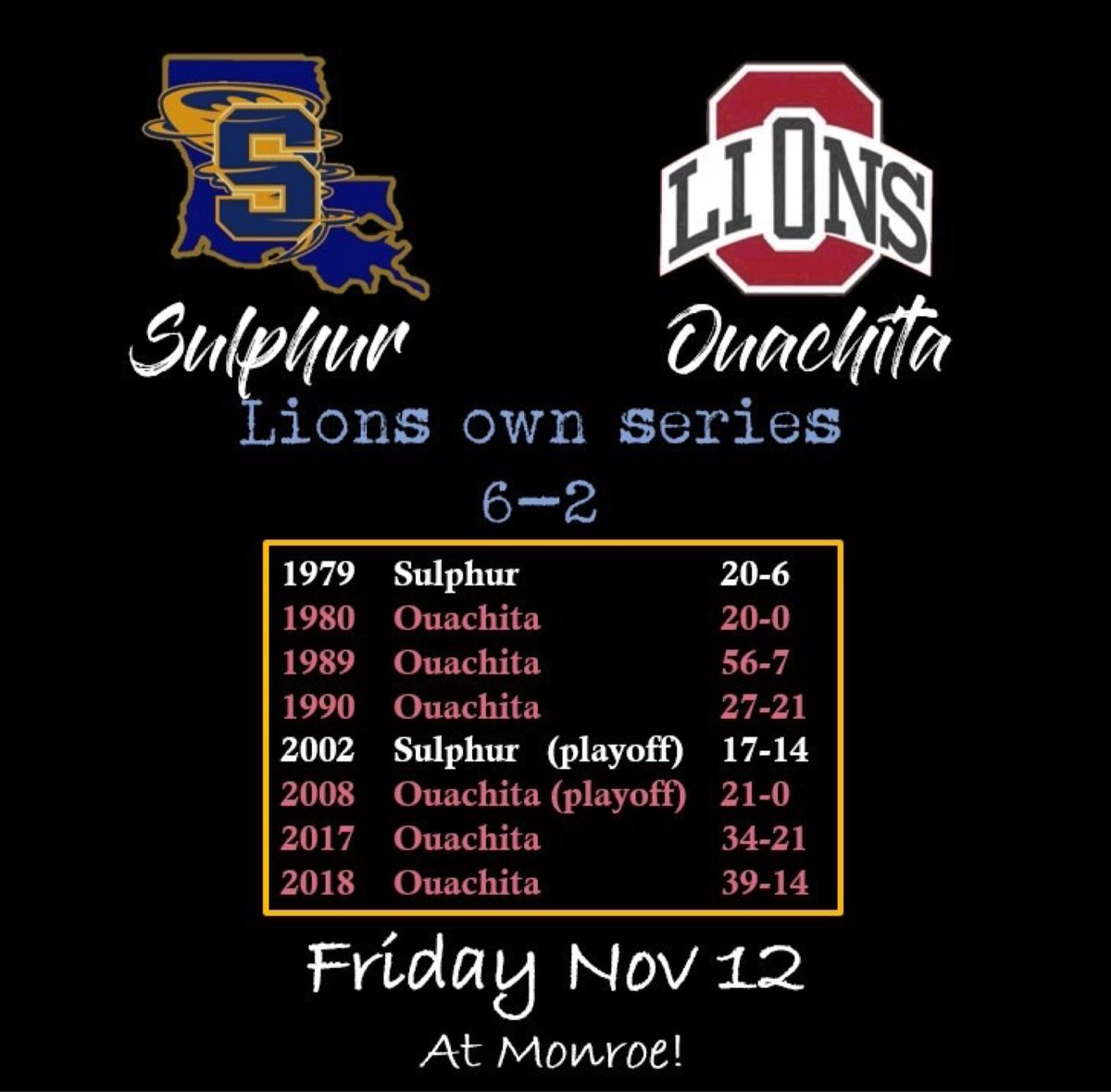 SulphurTor's tweet photo. The No. 22 Sulphur Tors will travel to No. 11 Ouachita Lions in Monroe to face off in the first round of the 5A playoffs.
Letβs send a caravan of TOR NATION supporters on our journey!!
We got this!
#GetTorUp #TrustTheProcess #12thMan #TORists
ππΌππͺπππΌ https://t.co/Ga1iJmFMeA