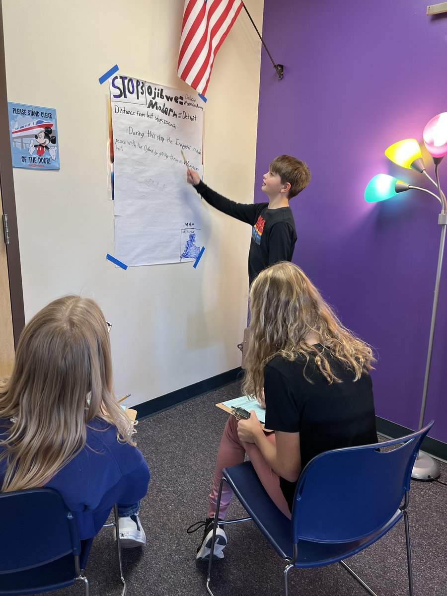 BCMSBison's tweet photo. 6th Grade Minnesota History: In groups, students summarized one stop on the Ojibwe migration. They made a poster that included the most important information and then taught the material to their classmates as they rotated around the room taking notes. https://t.co/oVefDwPKOL