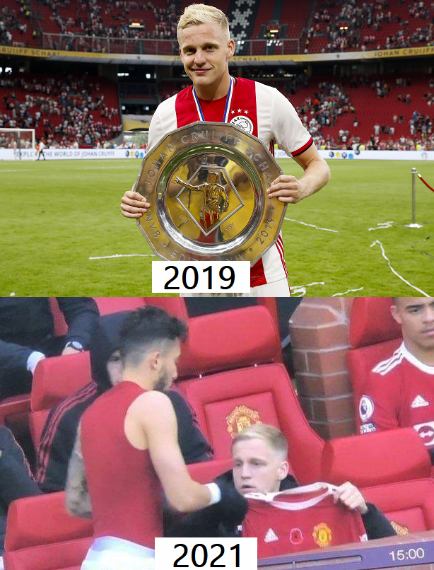Footballtweet's tweet photo. From Ballon d'Or nominee to benchwarmer and kit-man.

Donny van de Beek at least deserves a chance! https://t.co/8TyrWZEhGl