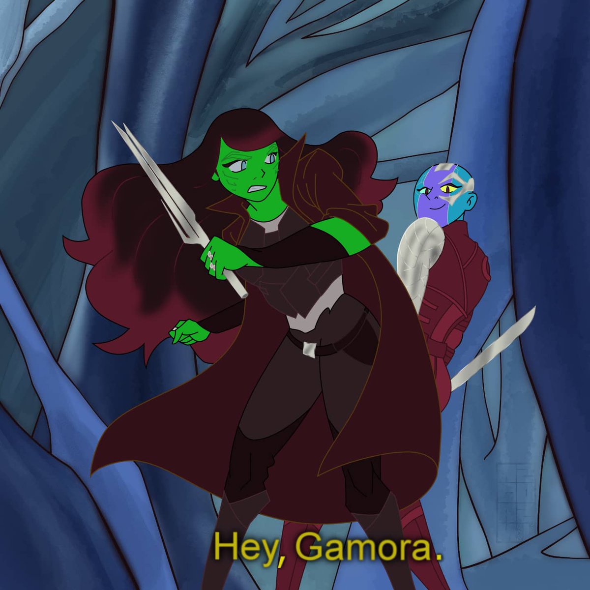 DrawnAdamantium's tweet photo. Hey, Gamora. #shera #GuardiansOfTheGalaxy https://t.co/f9lkJW98lY