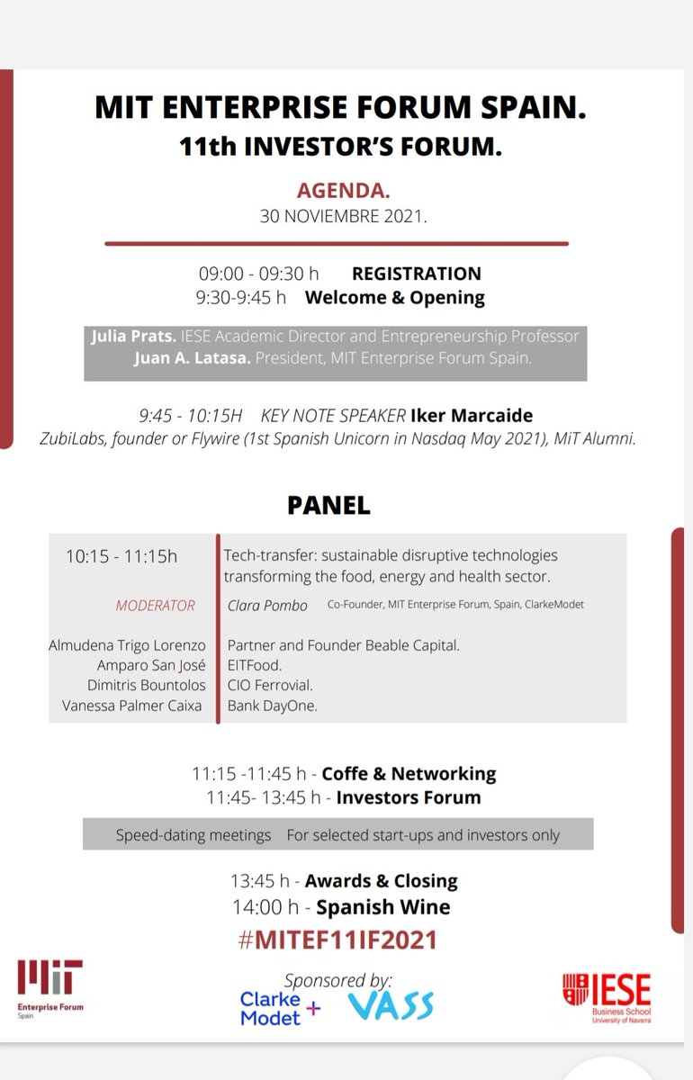 jalatasa's tweet photo. El MiTEF Spain Investor's Forum está a la vuelta de la esquina, el próximo 30 de Noviembre, en el nuevo campus del @iesebschool en Madrid: reserva ya tu agenda para el foro B2B de Entrepreneurship e Inversión líder en España!! https://t.co/mGzJr9Kk1B https://t.co/VvaR2dfvOf
