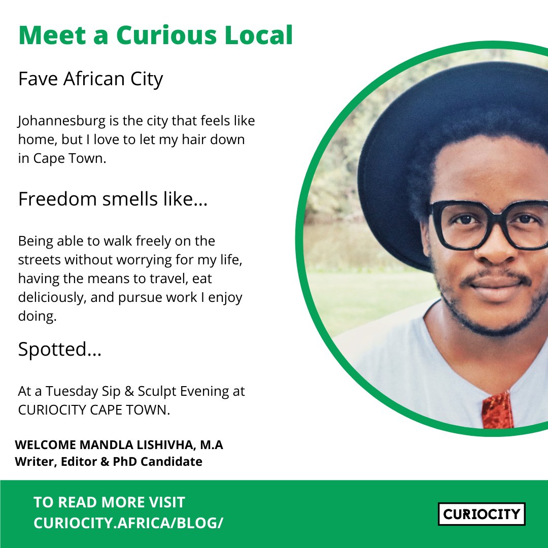 CuriocityAfrica's tweet photo. We spot Curious Local, Welcome Mandla Lishivha, one fine evening at CURIOCITY Cape Town and chat about his curating of outfits, backing of intricate pastries &amp; pending memoir. Read more here: https://t.co/XJv6pAmG7G 
#connectingthecurious #staycurious #curiouslocals https://t.co/ahuVh9wYNH
