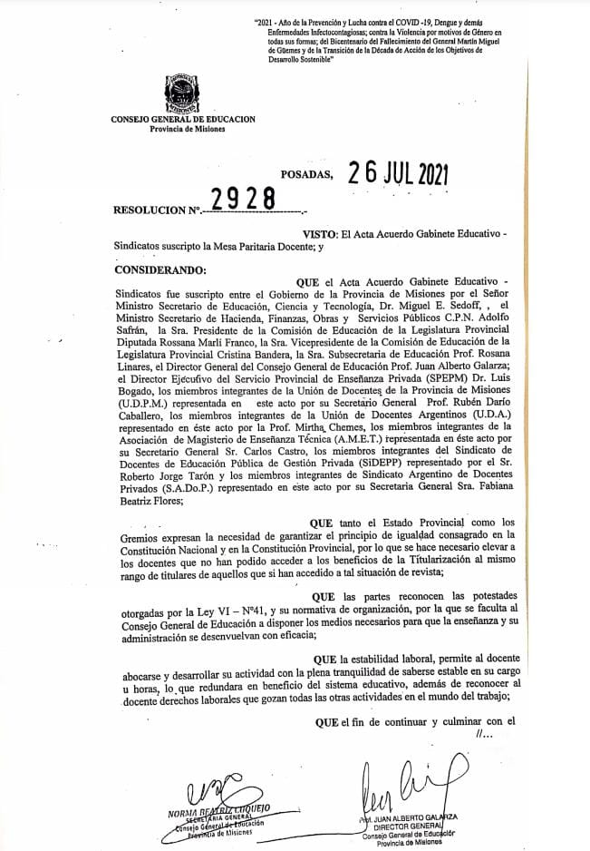 Resolución 2928/21...nuevo proceso de Titularización vacantes 2018. Desde Udpm continuamos consolidando derechos para los docentes misioneros.
<a href="/grillo141/">Ruben Dario</a> <a href="/cjdechat/">Christian Dechat</a> <a href="/udpm_misiones/">UDPM</a> <a href="/udpm_misiones/">UDPM</a>