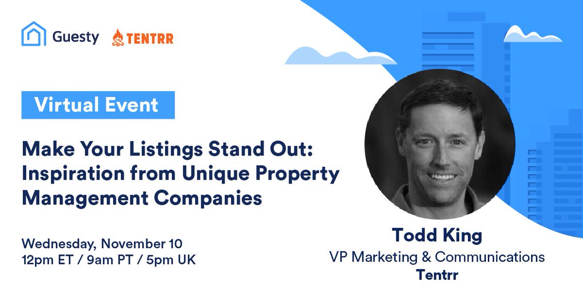 Wondering how you can enhance the guest experience at every stage of your guest's stay?  🌟 

Catch Todd King of <a href="/tentrr/">Tentrr</a> at our virtual event to learn how his company attracts new audiences by creating memorable guest experiences.

Register now:
start.guesty.com/november10_eve…