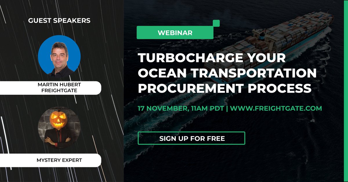 Think outside the box this year for your procurement strategy! Register to Freightgate's upcoming webinar on how to Turbo Charge your ocean procurement process on November 17th. Hope to see you there! 🚢
freightgate.net/turbocharge-yo…