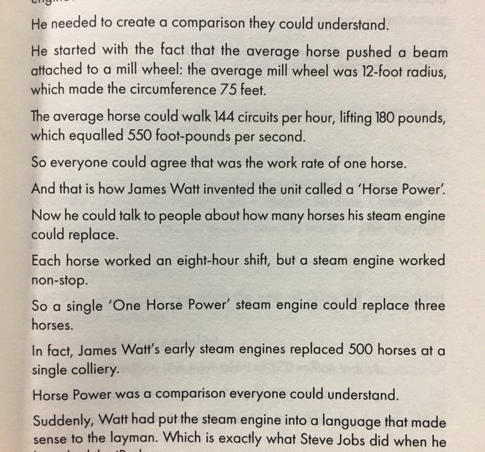 How James Watt persuaded people to switch from horses to steam engines

The importance of talking to your audience in their language, not yours

Great story from ⁦Creative Blindness by <a href="/davetrott/">dave trott</a>