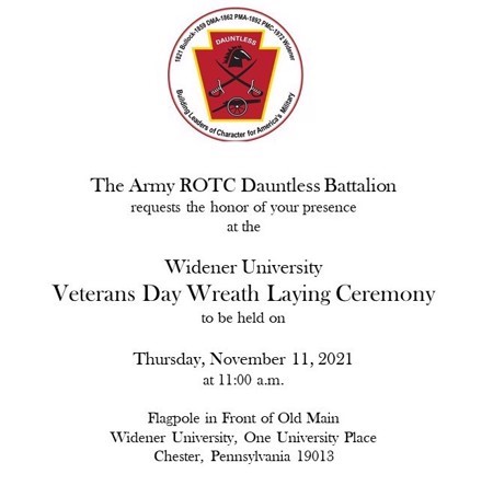 The <a href="/DauntlessROTC/">Dauntless Battalion</a> will be holding our annual Veterans Day Wreath Laying Ceremony this Thursday, November 11 at 11:00 am