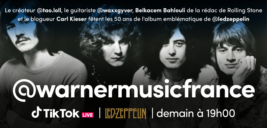 TheGoodSoundFR's tweet photo. Le 8 novembre 1971, Led Zeppelin sortait IV. Célébrez le 50ème anniversaire de l'album en direct sur le compte TikTok de @WarnerMusicFR ce mardi 9 novembre à 19h https://t.co/H4j8JGIVMS Avec Belkacem Bouhlali de @RollingStoneFra, Carl Kieser, @waxxgyver et Tao Lol 🎸 https://t.co/puaoDO2o01