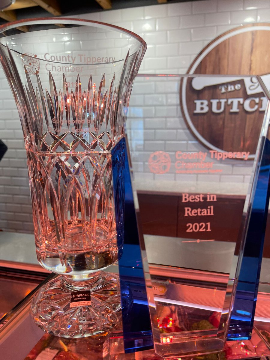ClonmelButcher's tweet image. Proud moment displaying both of our @CTChamber business awards in our Clonmel store today! Best in retail 2019 &amp;amp; 2021 💪 great work by our team as always.