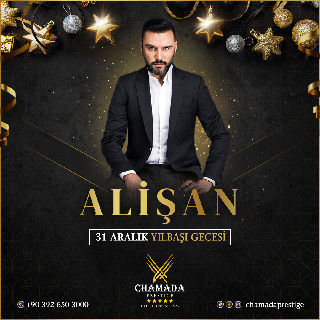 Kuzey Kıbrıs'ta eşsiz bir yılbaşı gecesi!

''Muhteşem sahne performansı ile Alişan 31 Aralık Yılbaşı özel programıyla Chamada Prestige Hotel &amp; Casino' nun büyüleyici atmosferinde sizlerle buluşuyor.''

Bilgi ve Rezervasyonlarınız için: +90 392 650 3000