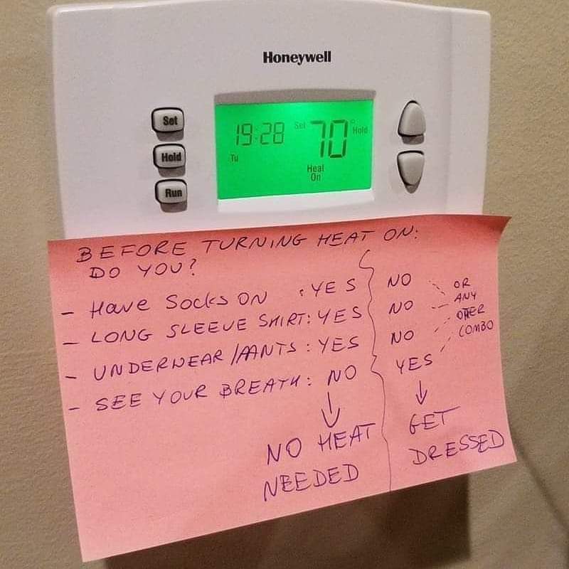 MitchellHVAC's tweet photo. It's thermostat guarding season again... Are you prepared? Like if you bundle up first. Comment if you instantly turn up the heat!
#funny #dadlife #mitchellheating https://t.co/gTEaCG30t8