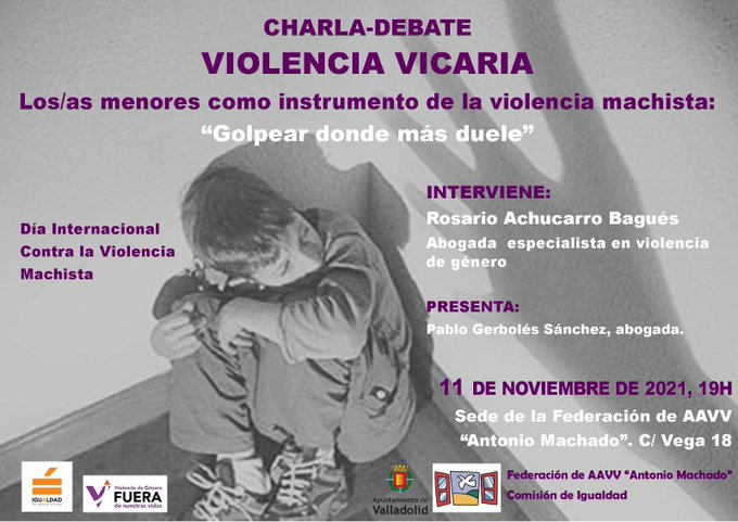 avrondilla's tweet photo. La Federación Vecinal "Antonio Machado" de Valladolid, de la que formamos parte, organiza esta interesante charla sobre violencia vicaria.
Os animamos a todas y todos a participar en ella.

#Valladolid 
#ViolenciaVicaria https://t.co/uSMON46Qeb