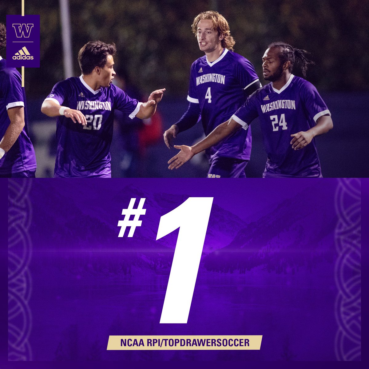 UW_MSoccer's tweet photo. Right back where we belong. The Dawgs take back the No. 1 spot in the country.

#GoHuskies https://t.co/bd2opbDsjL