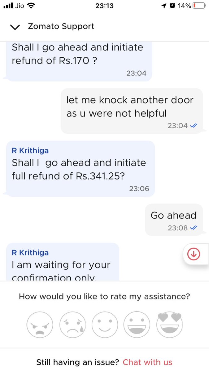 abhaysaraf's tweet photo. @zomatocare It takes 30m to order, 30-40m wait for the delivery and around an hour time to get the resolution for your own money.  (Zomato chat initiated around 10:30PM) 🙏🏻

@zomatocare I guess this got resolved, thanks for your concern. https://t.co/fhFWXkF6Mh