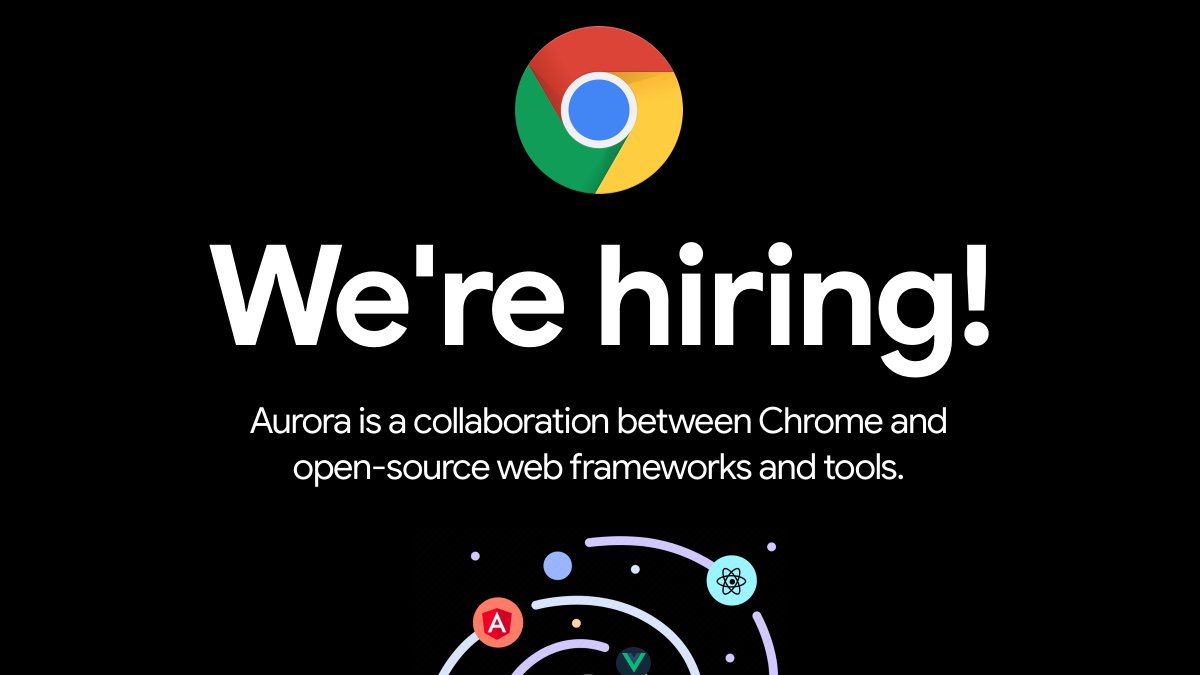 addyosmani's tweet photo. I'm hiring an Engineering Manager for Chrome's Aurora team! Want to work with popular JavaScript frameworks (e.g. Next.js/React, Angular, Vue) on improving UX quality &amp; performance by default? 

Apply here: https://t.co/P5EquqQes4
Info on team: https://t.co/dCm2XfcFCm https://t.co/PJ0jkKiSnI