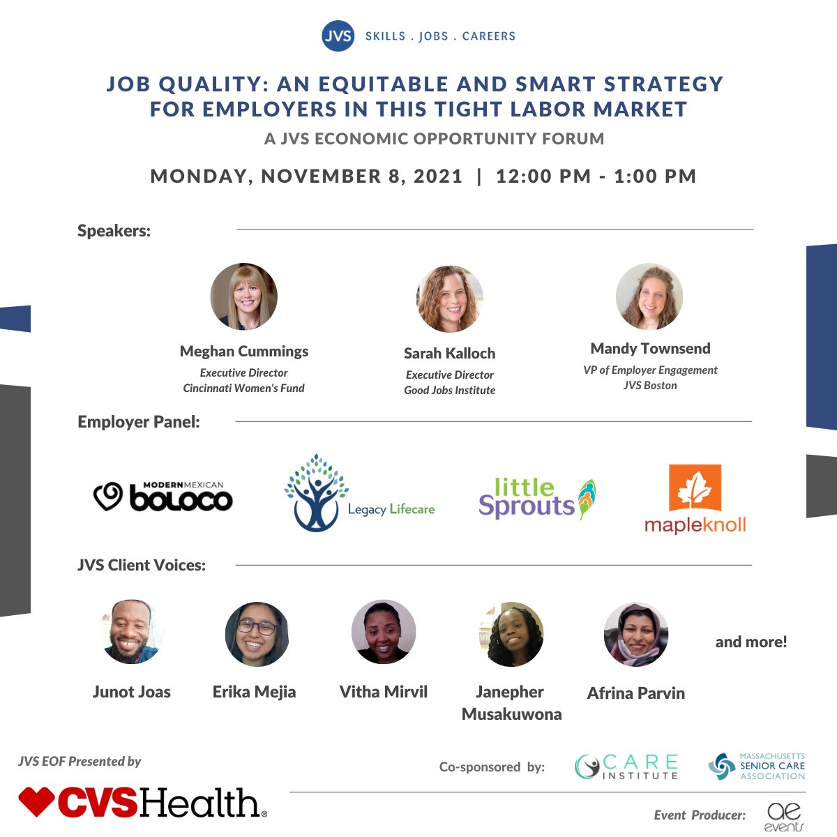 JVSBoston's tweet photo. And that is a wrap! Thank you to all our speakers, panelists, and clients for participating in our #jobquality #jvseof! @meghancummings @GrCinciFdn @sarahkalloch @GoodJobsInst @boloco @littlesprouts @mapleknoll @MASeniorCare @CVSHealth https://t.co/AFVCpKvlvY